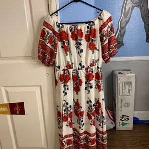 Red and white flower sundress